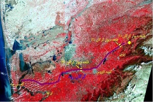 تصویر ماهواره‌ای آبگرفتگی بخشی از دیوار بزرگ گرگان